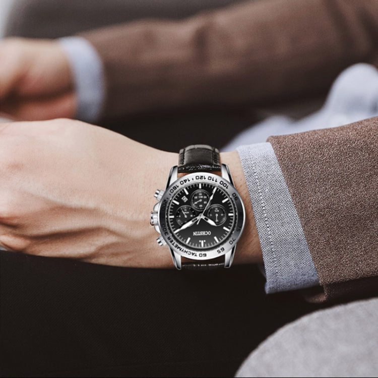 Montre multifonction étanche à quartz en cuir pour homme, OCHSTIN 6117C