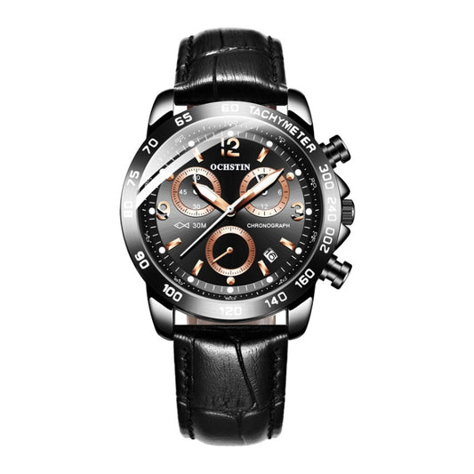 Montre homme multifonctionnelle à quartz, étanche et lumineuse, en cuir, OCHSTIN 6123C