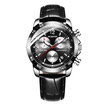 Multifunctional Quartz Waterproof Luminous Men Leather Watch, OCHSTIN 6123C
