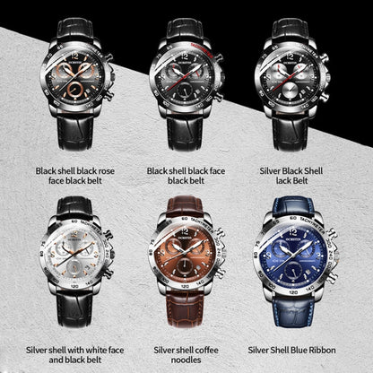 Multifunctional Quartz Waterproof Luminous Men Leather Watch, OCHSTIN 6123C