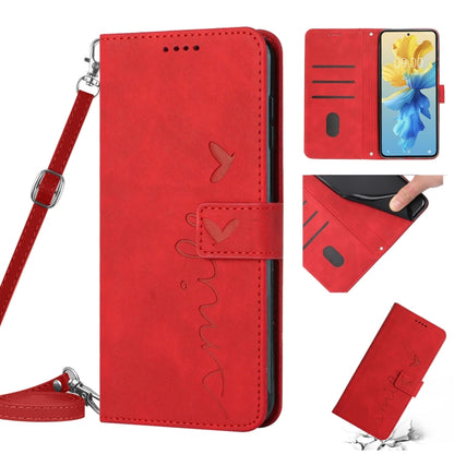 Skin Feel Heart Pattern Leather Phone Case with Lanyard, For Infinix Hot 11 2022, For Infinix Hot 12 Pro, For Infinix Hot 20 4G, For Infinix Hot 20 5G, For Infinix Hot 20S, For Tecno Pop 6, For Tecno Pop 6 Pro, For Tecno Pova Neo 2                     ...