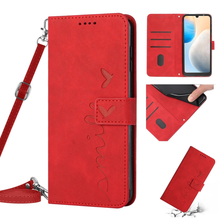 Skin Feel Heart Pattern Leather Phone Case with Lanyard, For Infinix Hot 11 2022, For Infinix Hot 12 Pro, For Infinix Hot 20 4G, For Infinix Hot 20 5G, For Infinix Hot 20S, For Tecno Pop 6, For Tecno Pop 6 Pro, For Tecno Pova Neo 2                     ...