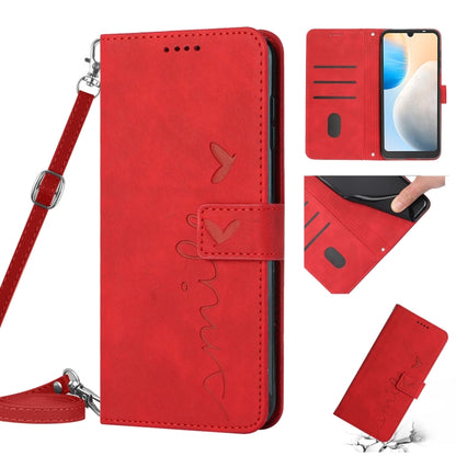 Skin Feel Heart Pattern Leather Phone Case with Lanyard, For Infinix Hot 11 2022, For Infinix Hot 12 Pro, For Infinix Hot 20 4G, For Infinix Hot 20 5G, For Infinix Hot 20S, For Tecno Pop 6, For Tecno Pop 6 Pro, For Tecno Pova Neo 2                     ...