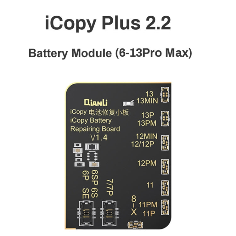 Pour iPhone 6 - 13 Pro Max Qianli iCopy Plus 2.2 Programmeur de détection de réparation, édition standard, avec carte de batterie, avec carte de batterie + carte d'écouteurs, module de batterie