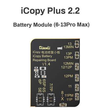 Pour iPhone 6 - 13 Pro Max Qianli iCopy Plus 2.2 Programmeur de détection de réparation, édition standard, avec carte de batterie, avec carte de batterie + carte d'écouteurs, module de batterie