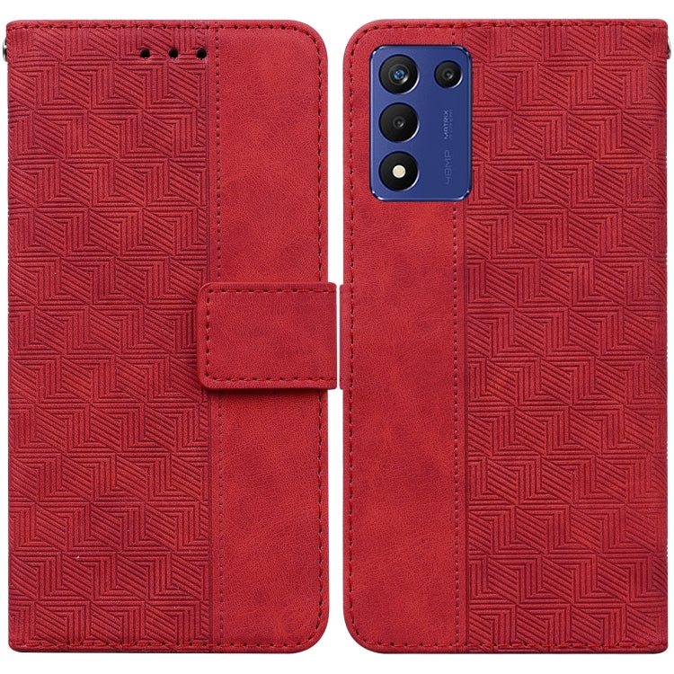 Geometric Embossed Leather Phone Case, For Infinix Hot 20, For Infinix Hot 20 5G, For Infinix Hot 20i, For Infinix Hot 20s, For Realme Q3S / Q3T / 9 SE / 9 5G Speed, For Tecno Pova 4, For Tecno Pova Neo 2, For Xiaomi Redmi 11 Prime 4G                  ...