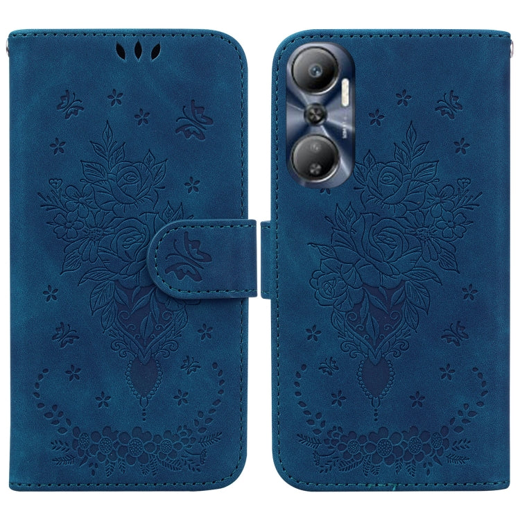 Butterfly Rose Embossed Leather Phone Case, For Infinix Hot 20, For Infinix Hot 20 5G, For Infinix Hot 20i, For Infinix Hot 20s, For Realme Q3S / Q3T / 9 SE / 9 5G Speed, For Tecno Pova 4, For Tecno Pova Neo 2, For Xiaomi Redmi 11 Prime 4G