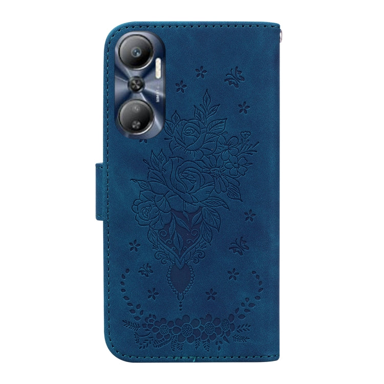 Butterfly Rose Embossed Leather Phone Case, For Infinix Hot 20, For Infinix Hot 20 5G, For Infinix Hot 20i, For Infinix Hot 20s, For Realme Q3S / Q3T / 9 SE / 9 5G Speed, For Tecno Pova 4, For Tecno Pova Neo 2, For Xiaomi Redmi 11 Prime 4G