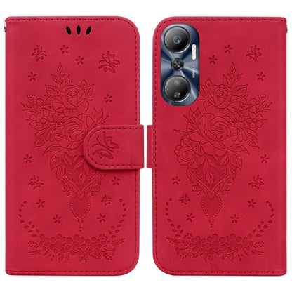 Butterfly Rose Embossed Leather Phone Case, For Infinix Hot 20, For Infinix Hot 20 5G, For Infinix Hot 20i, For Infinix Hot 20s, For Realme Q3S / Q3T / 9 SE / 9 5G Speed, For Tecno Pova 4, For Tecno Pova Neo 2, For Xiaomi Redmi 11 Prime 4G