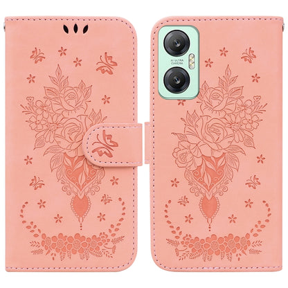 Butterfly Rose Embossed Leather Phone Case, For Infinix Hot 20, For Infinix Hot 20 5G, For Infinix Hot 20i, For Infinix Hot 20s, For Realme Q3S / Q3T / 9 SE / 9 5G Speed, For Tecno Pova 4, For Tecno Pova Neo 2, For Xiaomi Redmi 11 Prime 4G