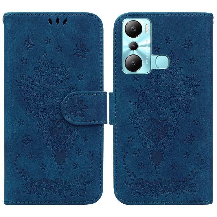 Butterfly Rose Embossed Leather Phone Case, For Infinix Hot 20, For Infinix Hot 20 5G, For Infinix Hot 20i, For Infinix Hot 20s, For Realme Q3S / Q3T / 9 SE / 9 5G Speed, For Tecno Pova 4, For Tecno Pova Neo 2, For Xiaomi Redmi 11 Prime 4G