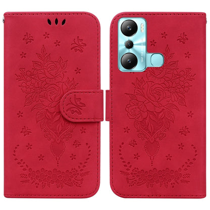 Butterfly Rose Embossed Leather Phone Case, For Infinix Hot 20, For Infinix Hot 20 5G, For Infinix Hot 20i, For Infinix Hot 20s, For Realme Q3S / Q3T / 9 SE / 9 5G Speed, For Tecno Pova 4, For Tecno Pova Neo 2, For Xiaomi Redmi 11 Prime 4G