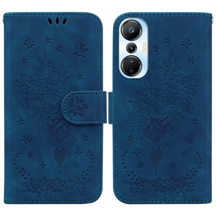Butterfly Rose Embossed Leather Phone Case, For Infinix Hot 20, For Infinix Hot 20 5G, For Infinix Hot 20i, For Infinix Hot 20s, For Realme Q3S / Q3T / 9 SE / 9 5G Speed, For Tecno Pova 4, For Tecno Pova Neo 2, For Xiaomi Redmi 11 Prime 4G