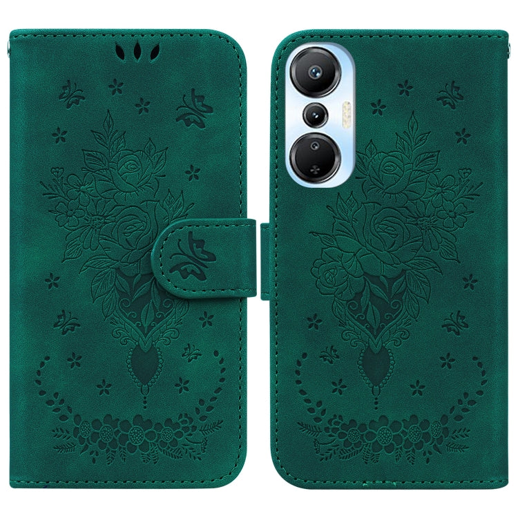 Butterfly Rose Embossed Leather Phone Case, For Infinix Hot 20, For Infinix Hot 20 5G, For Infinix Hot 20i, For Infinix Hot 20s, For Realme Q3S / Q3T / 9 SE / 9 5G Speed, For Tecno Pova 4, For Tecno Pova Neo 2, For Xiaomi Redmi 11 Prime 4G