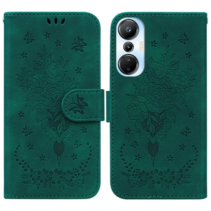 Butterfly Rose Embossed Leather Phone Case, For Infinix Hot 20, For Infinix Hot 20 5G, For Infinix Hot 20i, For Infinix Hot 20s, For Realme Q3S / Q3T / 9 SE / 9 5G Speed, For Tecno Pova 4, For Tecno Pova Neo 2, For Xiaomi Redmi 11 Prime 4G