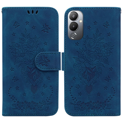 Butterfly Rose Embossed Leather Phone Case, For Infinix Hot 20, For Infinix Hot 20 5G, For Infinix Hot 20i, For Infinix Hot 20s, For Realme Q3S / Q3T / 9 SE / 9 5G Speed, For Tecno Pova 4, For Tecno Pova Neo 2, For Xiaomi Redmi 11 Prime 4G