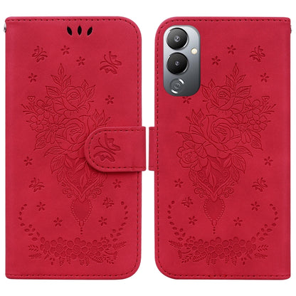 Butterfly Rose Embossed Leather Phone Case, For Infinix Hot 20, For Infinix Hot 20 5G, For Infinix Hot 20i, For Infinix Hot 20s, For Realme Q3S / Q3T / 9 SE / 9 5G Speed, For Tecno Pova 4, For Tecno Pova Neo 2, For Xiaomi Redmi 11 Prime 4G