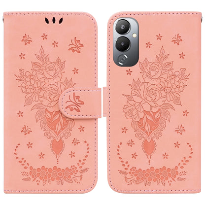 Butterfly Rose Embossed Leather Phone Case, For Infinix Hot 20, For Infinix Hot 20 5G, For Infinix Hot 20i, For Infinix Hot 20s, For Realme Q3S / Q3T / 9 SE / 9 5G Speed, For Tecno Pova 4, For Tecno Pova Neo 2, For Xiaomi Redmi 11 Prime 4G