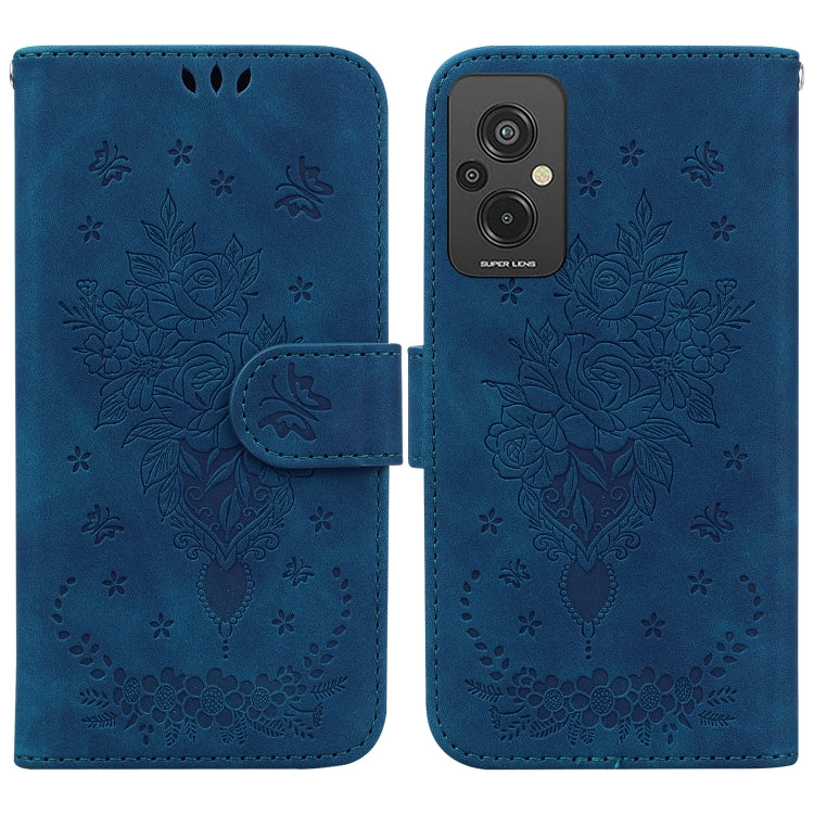 Butterfly Rose Embossed Leather Phone Case, For Infinix Hot 20, For Infinix Hot 20 5G, For Infinix Hot 20i, For Infinix Hot 20s, For Realme Q3S / Q3T / 9 SE / 9 5G Speed, For Tecno Pova 4, For Tecno Pova Neo 2, For Xiaomi Redmi 11 Prime 4G