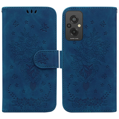 Butterfly Rose Embossed Leather Phone Case, For Infinix Hot 20, For Infinix Hot 20 5G, For Infinix Hot 20i, For Infinix Hot 20s, For Realme Q3S / Q3T / 9 SE / 9 5G Speed, For Tecno Pova 4, For Tecno Pova Neo 2, For Xiaomi Redmi 11 Prime 4G