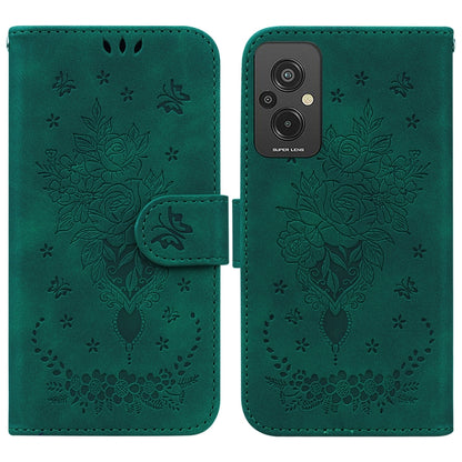 Butterfly Rose Embossed Leather Phone Case, For Infinix Hot 20, For Infinix Hot 20 5G, For Infinix Hot 20i, For Infinix Hot 20s, For Realme Q3S / Q3T / 9 SE / 9 5G Speed, For Tecno Pova 4, For Tecno Pova Neo 2, For Xiaomi Redmi 11 Prime 4G