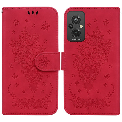 Butterfly Rose Embossed Leather Phone Case, For Infinix Hot 20, For Infinix Hot 20 5G, For Infinix Hot 20i, For Infinix Hot 20s, For Realme Q3S / Q3T / 9 SE / 9 5G Speed, For Tecno Pova 4, For Tecno Pova Neo 2, For Xiaomi Redmi 11 Prime 4G