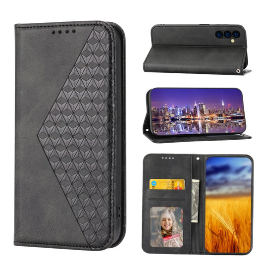 Cubic Grid Calf Texture Magnetic Leather Phone Case, For Samsung Galaxy A54 5G, For Samsung Galaxy A04e, For Xiaomi 13, For Xiaomi 13 Pro, For Xiaomi Poco C40, For Realme 10 4G