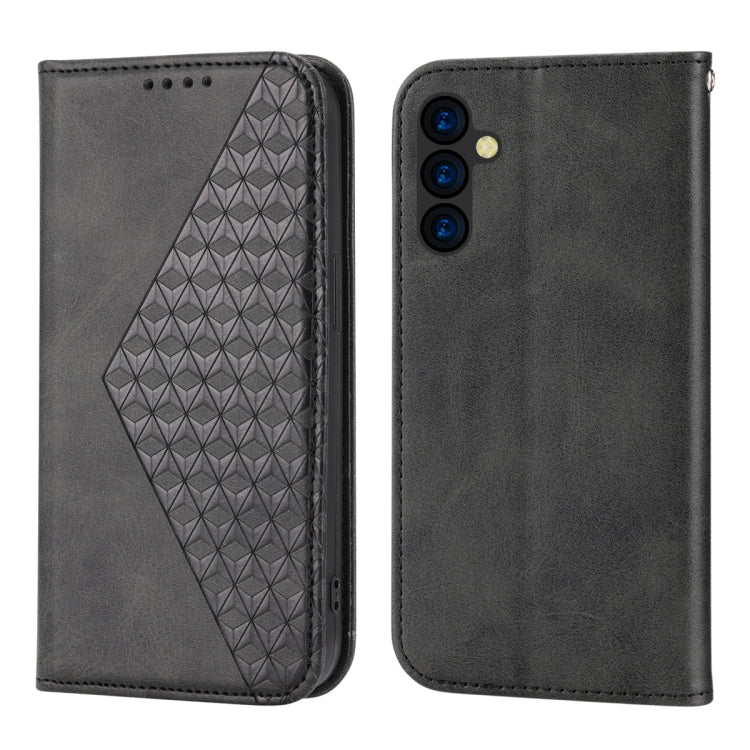 Cubic Grid Calf Texture Magnetic Leather Phone Case, For Samsung Galaxy A54 5G, For Samsung Galaxy A04e, For Xiaomi 13, For Xiaomi 13 Pro, For Xiaomi Poco C40, For Realme 10 4G
