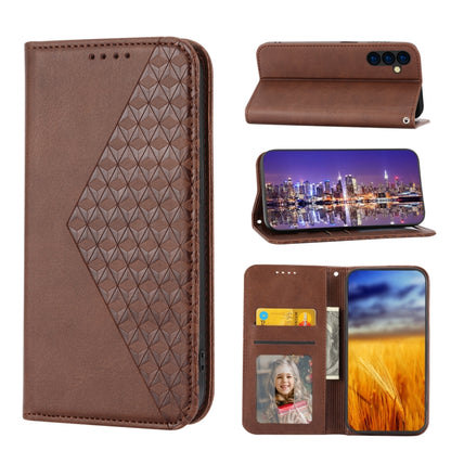 Cubic Grid Calf Texture Magnetic Leather Phone Case, For Samsung Galaxy A54 5G, For Samsung Galaxy A04e, For Xiaomi 13, For Xiaomi 13 Pro, For Xiaomi Poco C40, For Realme 10 4G