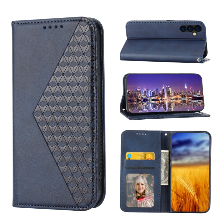 Cubic Grid Calf Texture Magnetic Leather Phone Case, For Samsung Galaxy A54 5G, For Samsung Galaxy A04e, For Xiaomi 13, For Xiaomi 13 Pro, For Xiaomi Poco C40, For Realme 10 4G