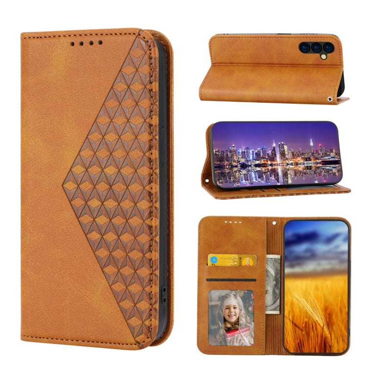 Cubic Grid Calf Texture Magnetic Leather Phone Case, For Samsung Galaxy A54 5G, For Samsung Galaxy A04e, For Xiaomi 13, For Xiaomi 13 Pro, For Xiaomi Poco C40, For Realme 10 4G