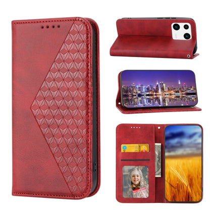 Cubic Grid Calf Texture Magnetic Leather Phone Case, For Samsung Galaxy A54 5G, For Samsung Galaxy A04e, For Xiaomi 13, For Xiaomi 13 Pro, For Xiaomi Poco C40, For Realme 10 4G