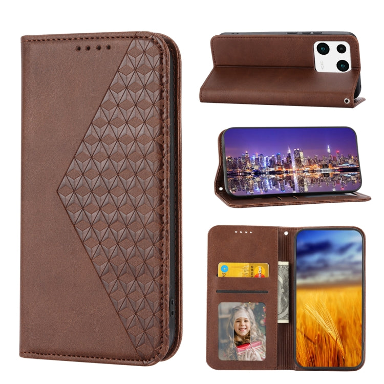 Cubic Grid Calf Texture Magnetic Leather Phone Case, For Samsung Galaxy A54 5G, For Samsung Galaxy A04e, For Xiaomi 13, For Xiaomi 13 Pro, For Xiaomi Poco C40, For Realme 10 4G