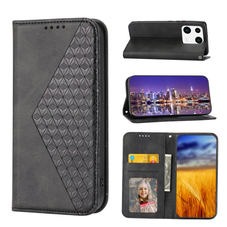 Cubic Grid Calf Texture Magnetic Leather Phone Case, For Samsung Galaxy A54 5G, For Samsung Galaxy A04e, For Xiaomi 13, For Xiaomi 13 Pro, For Xiaomi Poco C40, For Realme 10 4G