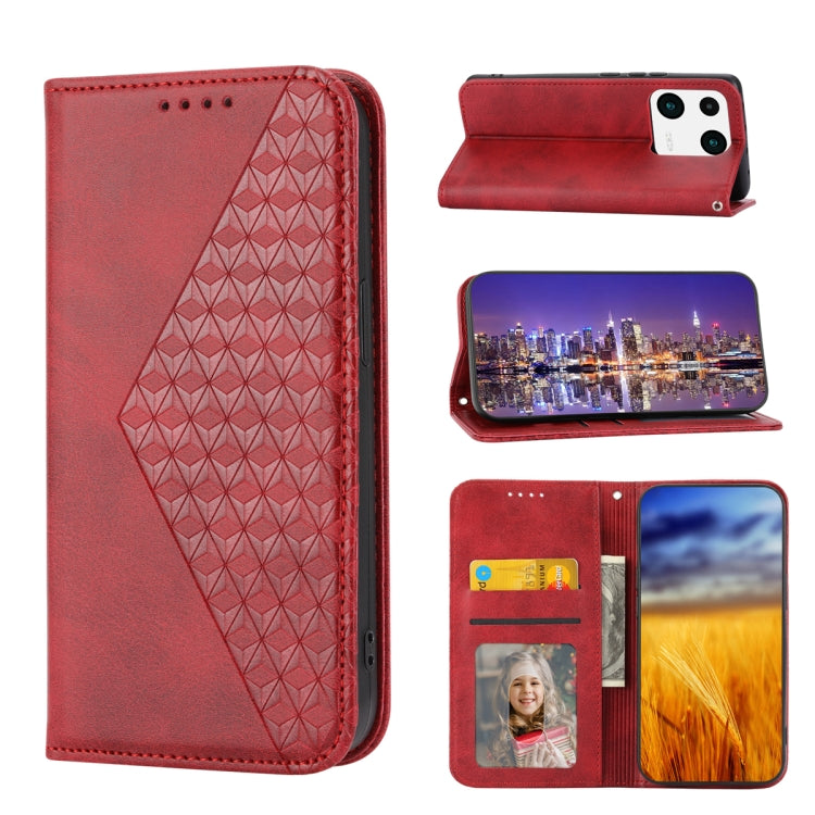 Cubic Grid Calf Texture Magnetic Leather Phone Case, For Samsung Galaxy A54 5G, For Samsung Galaxy A04e, For Xiaomi 13, For Xiaomi 13 Pro, For Xiaomi Poco C40, For Realme 10 4G