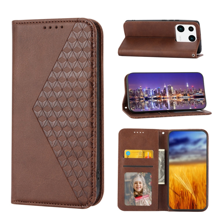 Cubic Grid Calf Texture Magnetic Leather Phone Case, For Samsung Galaxy A54 5G, For Samsung Galaxy A04e, For Xiaomi 13, For Xiaomi 13 Pro, For Xiaomi Poco C40, For Realme 10 4G