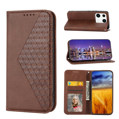 Cubic Grid Calf Texture Magnetic Leather Phone Case, For Samsung Galaxy A54 5G, For Samsung Galaxy A04e, For Xiaomi 13, For Xiaomi 13 Pro, For Xiaomi Poco C40, For Realme 10 4G