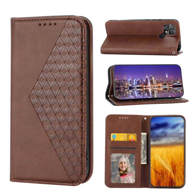 Cubic Grid Calf Texture Magnetic Leather Phone Case, For Samsung Galaxy A54 5G, For Samsung Galaxy A04e, For Xiaomi 13, For Xiaomi 13 Pro, For Xiaomi Poco C40, For Realme 10 4G