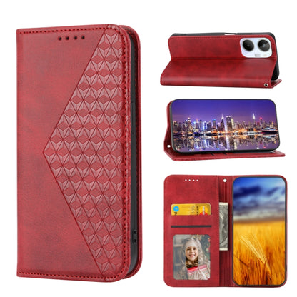 Cubic Grid Calf Texture Magnetic Leather Phone Case, For Samsung Galaxy A54 5G, For Samsung Galaxy A04e, For Xiaomi 13, For Xiaomi 13 Pro, For Xiaomi Poco C40, For Realme 10 4G