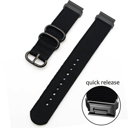 Three-ring Steel Buckle Nylon Watch Band, For Garmin Fenix 7X, For Garmin Fenix 7