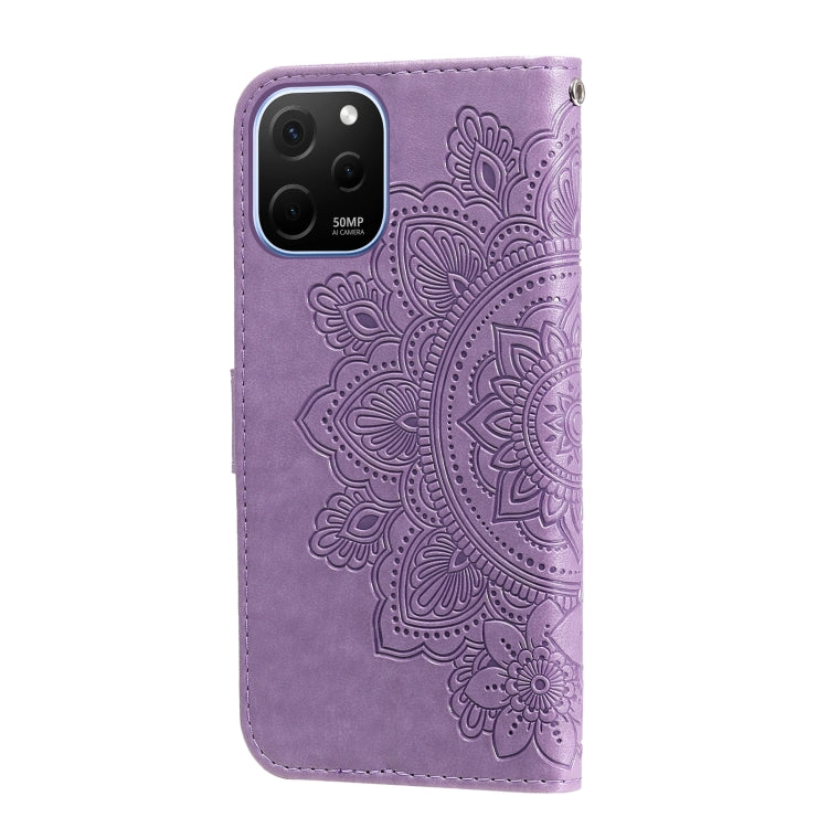 7-petal Flowers Embossing Leather Phone Case, For Huawei nova Y61, For Realme 10 4G Global, For Realme 10 Pro 5G, For Realme 10 Pro+ 5G, For Samsung Galaxy A04e, For Samsung Galaxy A34 5G