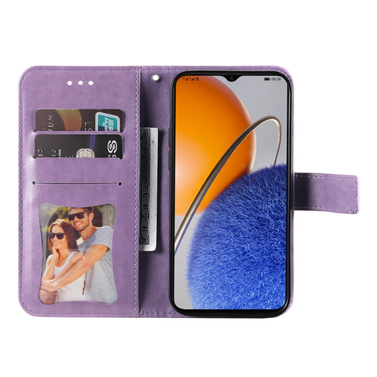 7-petal Flowers Embossing Leather Phone Case, For Huawei nova Y61, For Realme 10 4G Global, For Realme 10 Pro 5G, For Realme 10 Pro+ 5G, For Samsung Galaxy A04e, For Samsung Galaxy A34 5G