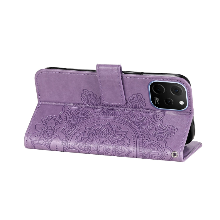 7-petal Flowers Embossing Leather Phone Case, For Huawei nova Y61, For Realme 10 4G Global, For Realme 10 Pro 5G, For Realme 10 Pro+ 5G, For Samsung Galaxy A04e, For Samsung Galaxy A34 5G