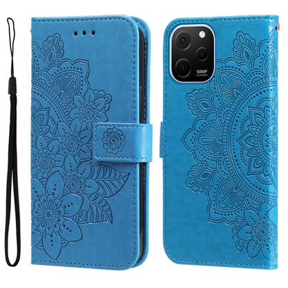 7-petal Flowers Embossing Leather Phone Case, For Huawei nova Y61, For Realme 10 4G Global, For Realme 10 Pro 5G, For Realme 10 Pro+ 5G, For Samsung Galaxy A04e, For Samsung Galaxy A34 5G