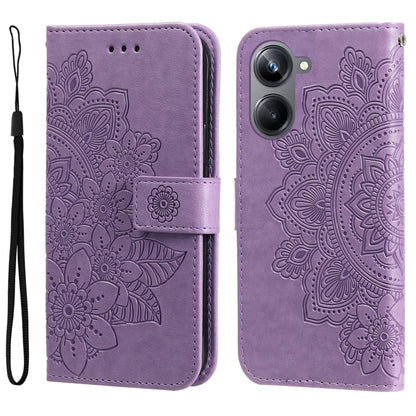 7-petal Flowers Embossing Leather Phone Case, For Huawei nova Y61, For Realme 10 4G Global, For Realme 10 Pro 5G, For Realme 10 Pro+ 5G, For Samsung Galaxy A04e, For Samsung Galaxy A34 5G