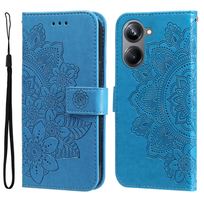 7-petal Flowers Embossing Leather Phone Case, For Huawei nova Y61, For Realme 10 4G Global, For Realme 10 Pro 5G, For Realme 10 Pro+ 5G, For Samsung Galaxy A04e, For Samsung Galaxy A34 5G