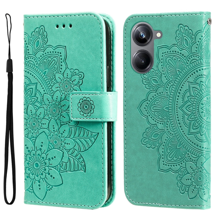 7-petal Flowers Embossing Leather Phone Case, For Huawei nova Y61, For Realme 10 4G Global, For Realme 10 Pro 5G, For Realme 10 Pro+ 5G, For Samsung Galaxy A04e, For Samsung Galaxy A34 5G