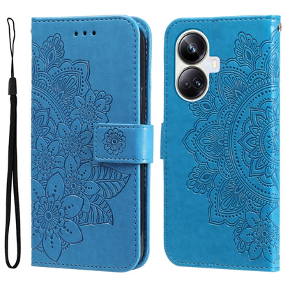 7-petal Flowers Embossing Leather Phone Case, For Huawei nova Y61, For Realme 10 4G Global, For Realme 10 Pro 5G, For Realme 10 Pro+ 5G, For Samsung Galaxy A04e, For Samsung Galaxy A34 5G