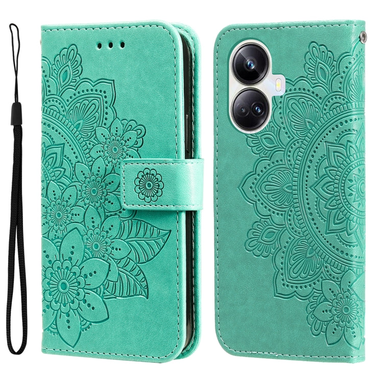 7-petal Flowers Embossing Leather Phone Case, For Huawei nova Y61, For Realme 10 4G Global, For Realme 10 Pro 5G, For Realme 10 Pro+ 5G, For Samsung Galaxy A04e, For Samsung Galaxy A34 5G