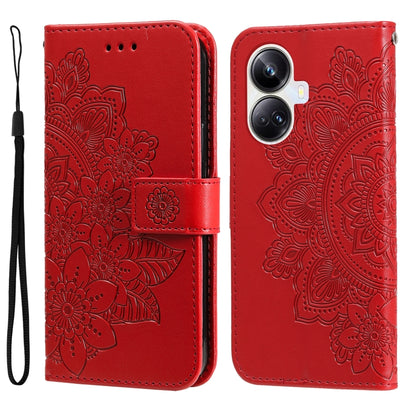 7-petal Flowers Embossing Leather Phone Case, For Huawei nova Y61, For Realme 10 4G Global, For Realme 10 Pro 5G, For Realme 10 Pro+ 5G, For Samsung Galaxy A04e, For Samsung Galaxy A34 5G